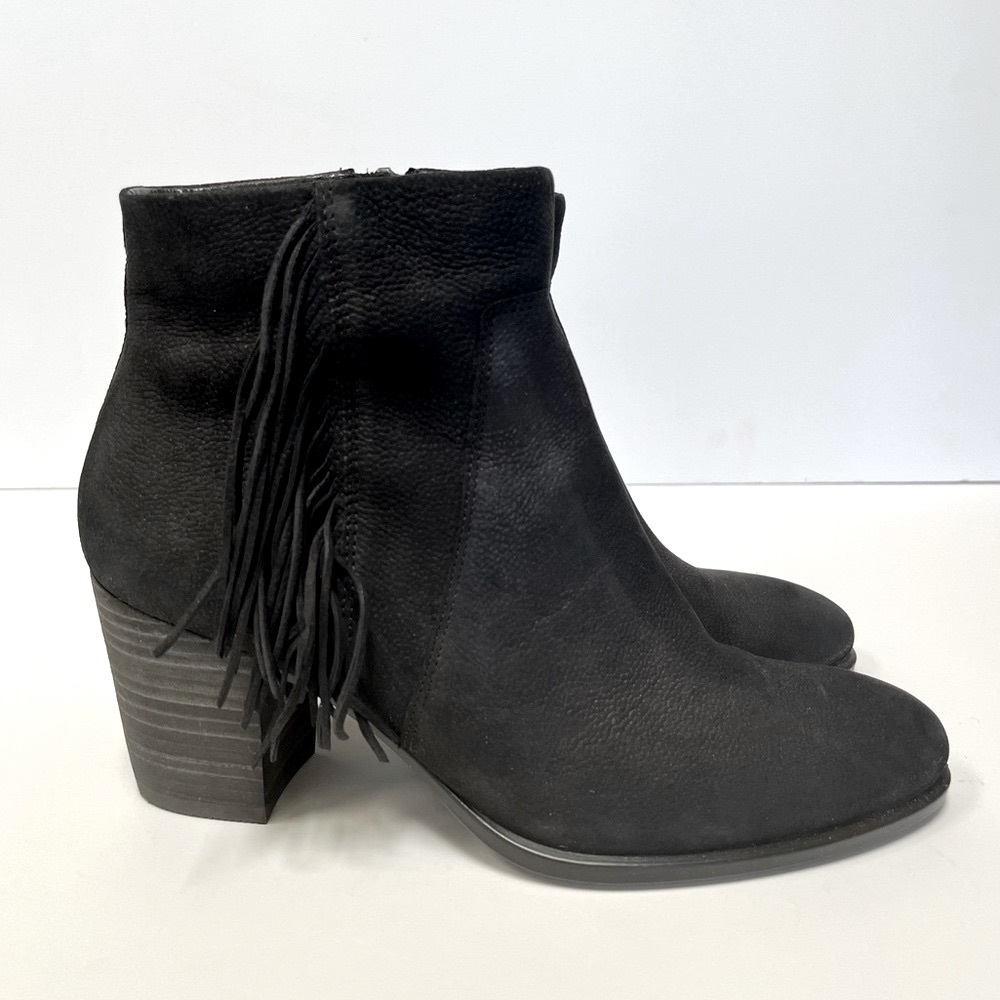 Ecco Shape 55 Leather Fringe Bootie Black Size EU 37 US 6.5
